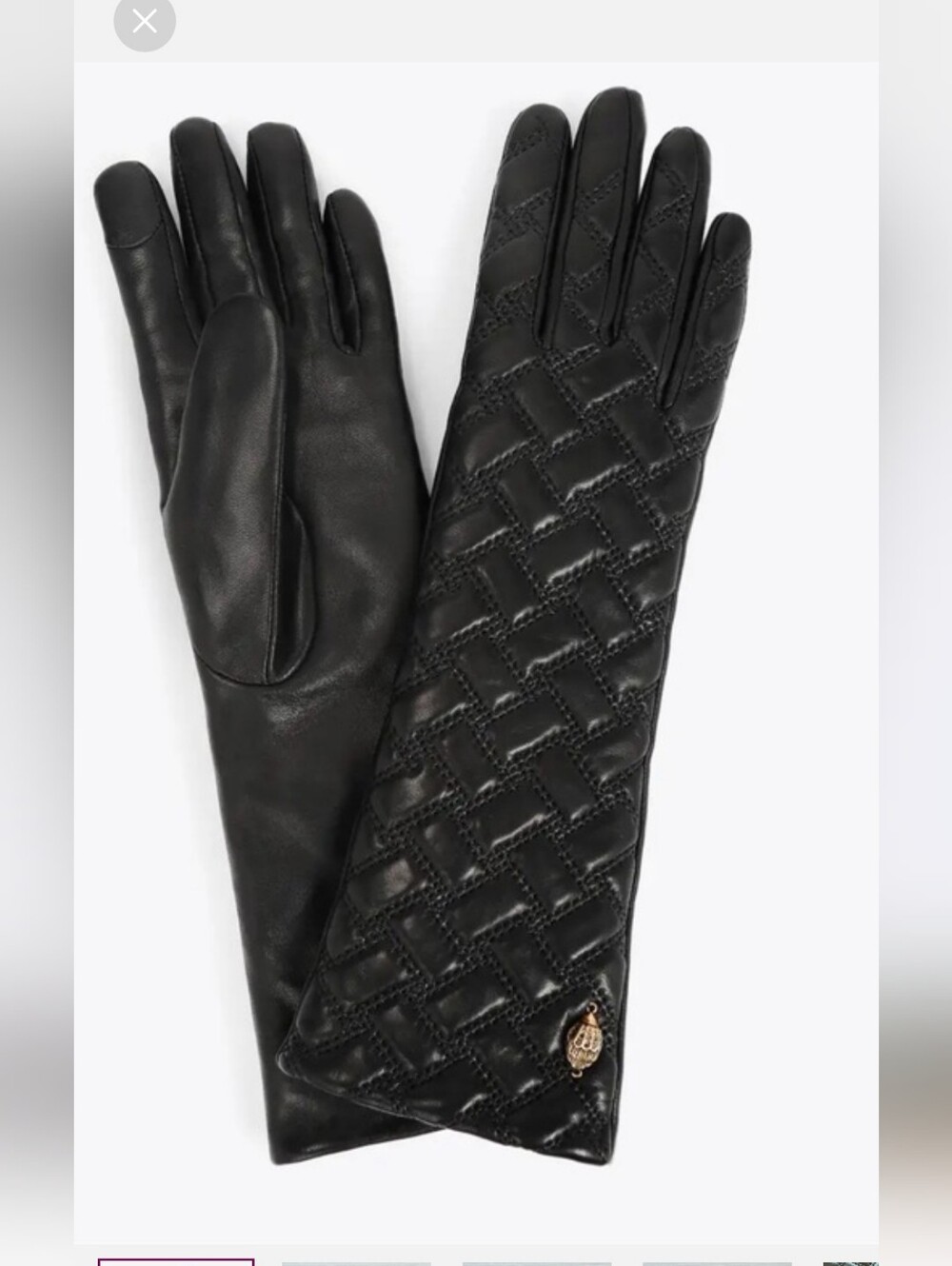 KURT GEIGER LONDON KENSINGTON LAMB LEATHER GLOVES IN BLACK /SIZE SMALL
